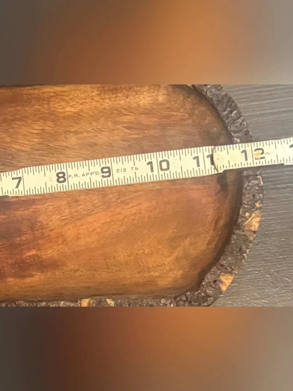 Rustic Edge Wood Serving Board or Dough Bowl for Decor- Natural Brown Tones 12x6